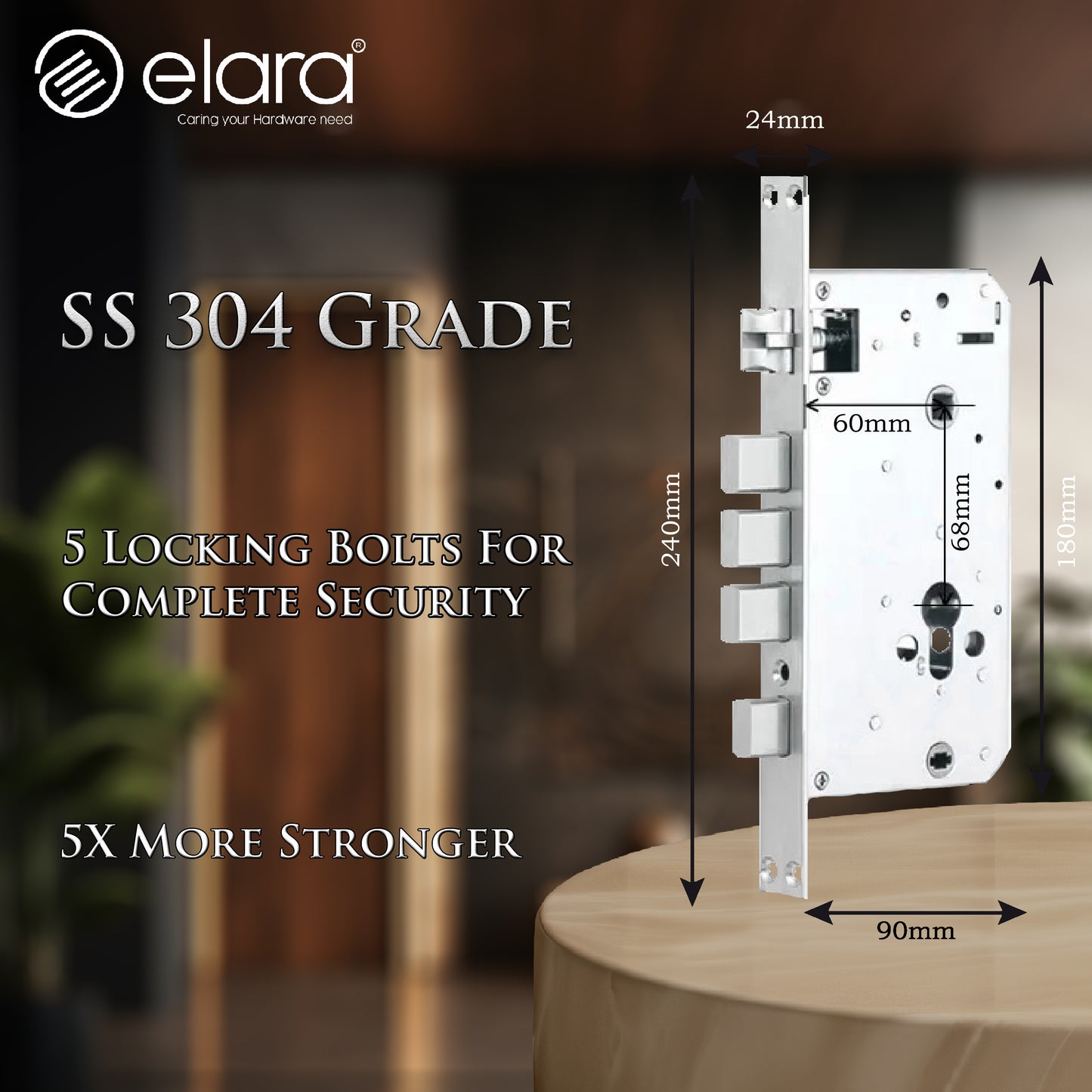 Elara Echo Pro Smart Door Lock, Fingerprint, Card, App, OTP, Keys, PIN Unlock, Alarm Alert, Bluetooth & WiFi. (Echo Pro)