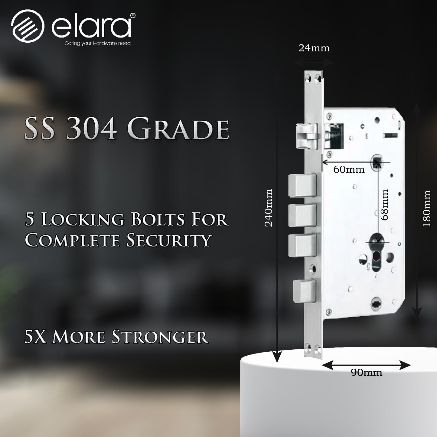 Elara Apex Pro Smart Door Lock, HD Display, Camera, Fingerprint, RFID Card Scanner, Pin Unlock, One Touch Lock, LED Light, Alarm Alert, Bluetooth & WiFi, Black (Apex Pro)