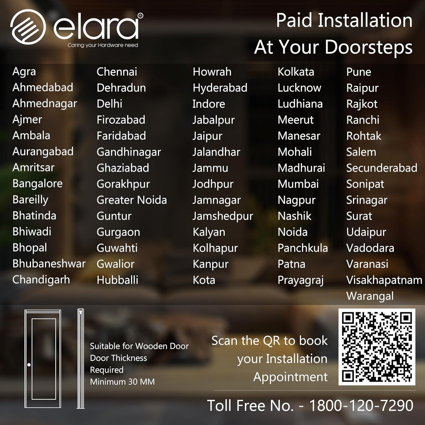 Elara Echo Lite Basic Non-WiFi Smart Door Lock with Fingerprint Scanner, RFID Card Reader, PIN Code, Anti-Theft Alerts, 2-Year Warranty, Black