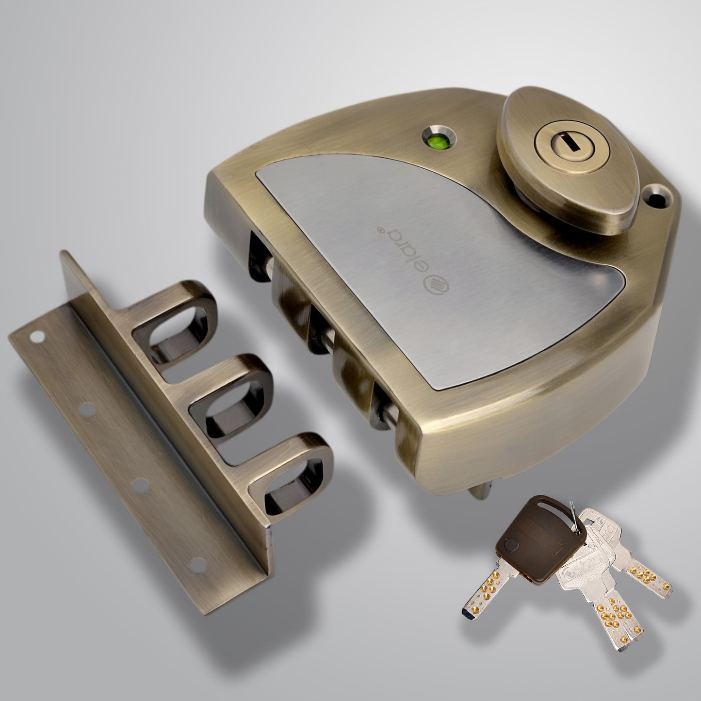 Elara Vertibolt 2CK Deadbolt for Main Double Door, Suitable for Right and Left Handed Doors, Double Door Lock with 4 Reversible Brass Keys (Antique, EDL-20)