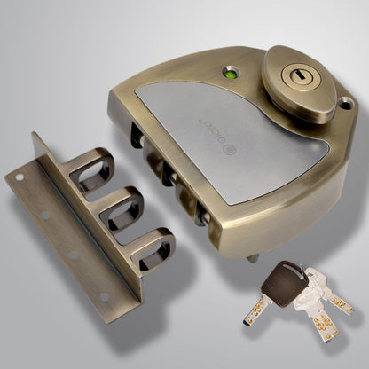 Elara Vertibolt 2CK Deadbolt for Main Double Door, Suitable for Right and Left Handed Doors, Double Door Lock with 4 Reversible Brass Keys (Antique, EDL-20)