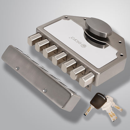 Elara Septabolt 1CK Deadbolt for Main Door, Suitable for Right and Left Handed Doors, Inside Opening Wooden Door Lock with 4 Reversible Brass Keys (SS, EDL-14, Main Door Locks, Ultra Key)