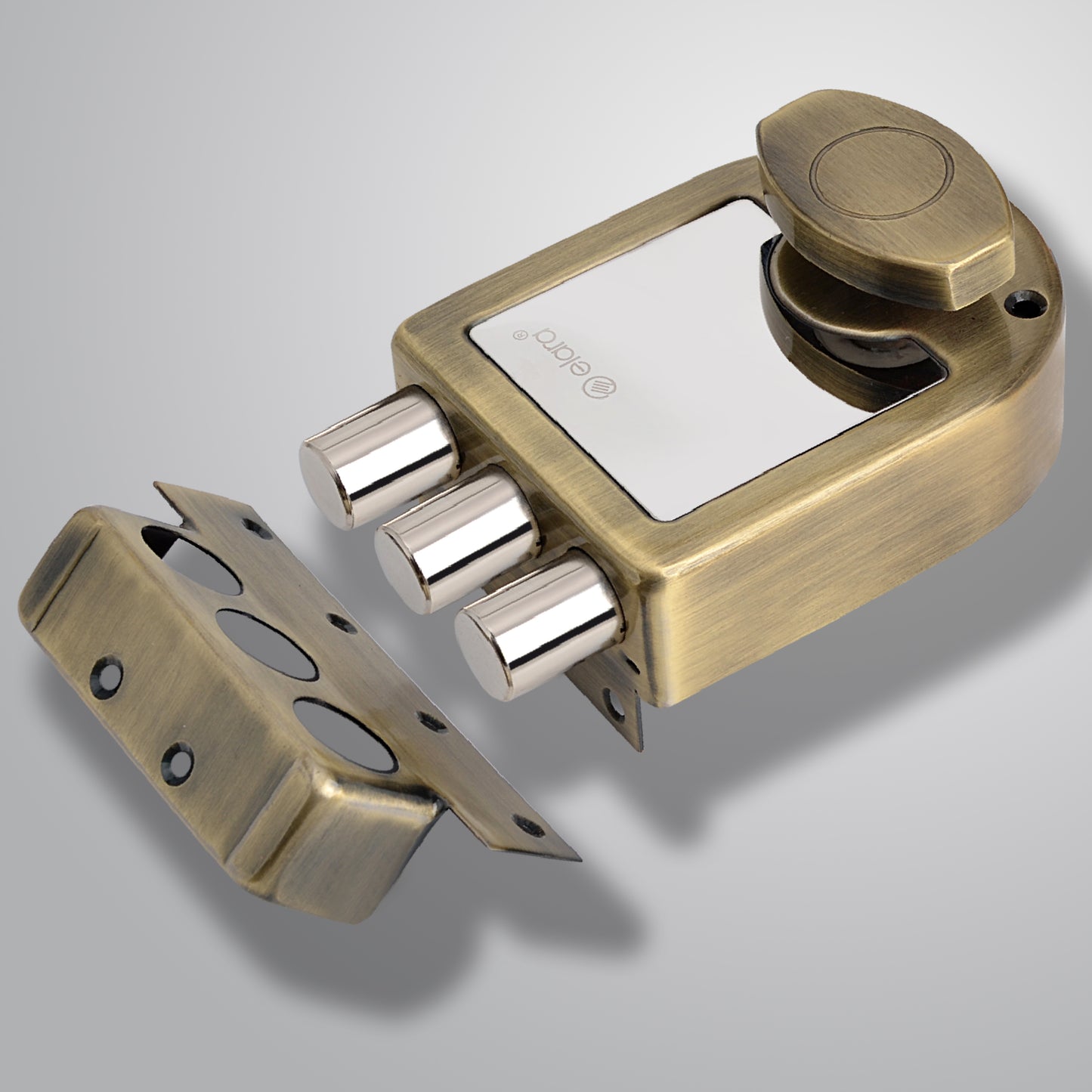 Elara Tribolt 1CK Deadbolt for Main Door, Suitable for Right and Left Handed Doors, Inside Opening Wooden Door Lock with 4 Reversible Brass Keys (Antique Finish, EDL-11, Tri Bolt, Ultra Key)