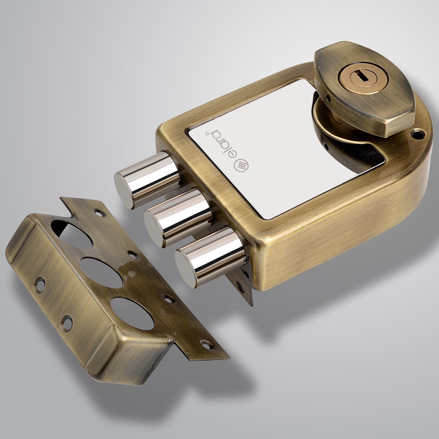 Elara Tribolt 2CK Deadbolt for Main Door, Suitable for Right and Left Handed Doors, Inside Opening Wooden Door Lock with 4 Reversible Brass Keys (Anitique Finish, EDL-12, Tri Bolt, Ultra Key)