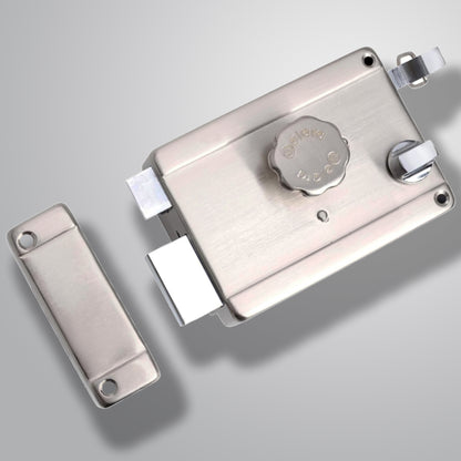 Elara Rim Latch 1CK Deadbolt for Main Door, Suitable for Wooden Doors, Inside Opening Wooden Door Lock with 3 Reversible Brass Keys (SS Finish, EDL-16, Ultra Key)