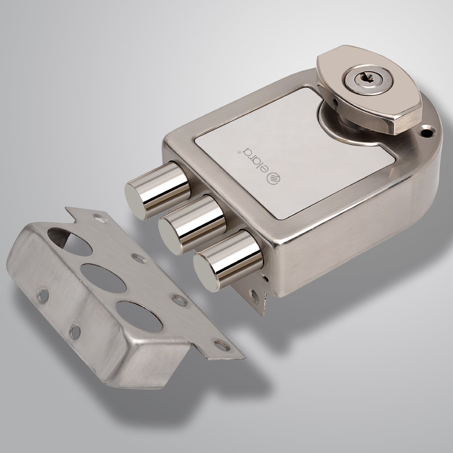 Elara Deadbolt Tribolt 2CK Door Lock, Rim Lock, Dead Bolt for Home, Door locks for main door with 4 Reversible Brass Keys (SS Finish, EDL-12, Tribolt, Ultra Key)