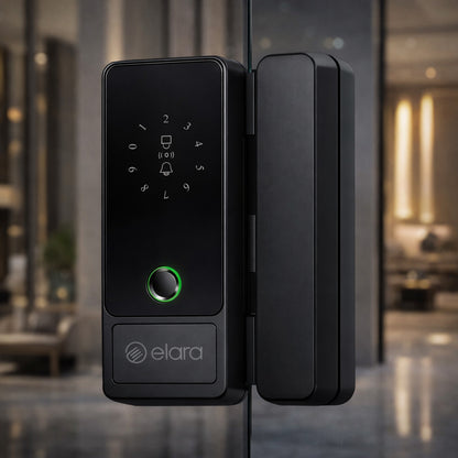 Elara GX-1 Smart Glass Door Lock, Fingerprint, Mobile App, PIN, RFID Card, 10-12 mm Glass Doors