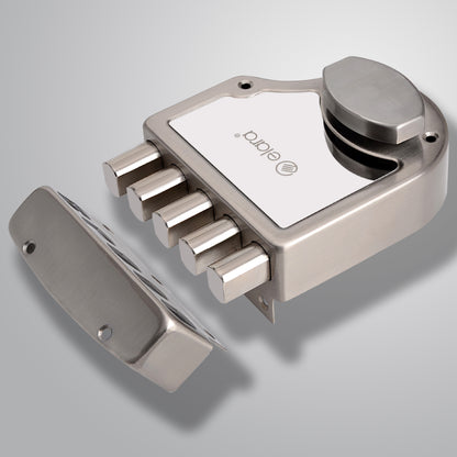 Elara Quinbolt 1CK Deadbolt for Main Door, Suitable for Wooden Doors, Inside Opening Wooden Door Lock with 4 Reversible Brass Keys (Stainless Steel, EDL-03, Quinbolt, Ultra Key).