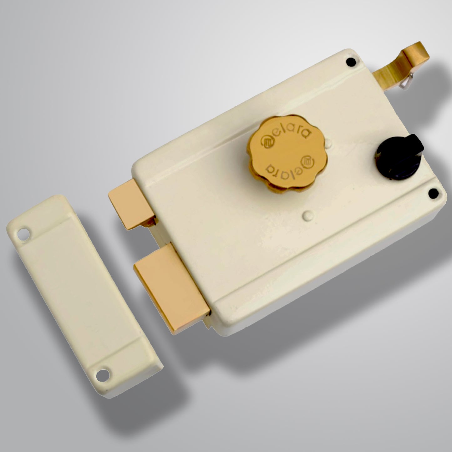Elara Rim Latch 1CK Deadbolt for Main Door, Suitable for Right and Left Handed Doors, Inside Opening Wooden Door Lock with 3 Reversible Brass Keys (Ivory Finish, EDL-16, Ultra Key)
