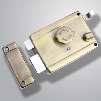 Elara Rim Latch 1CK Deadbolt for Main Door, Suitable for Wooden Doors, Inside Opening Wooden Door Lock with 3 Reversible Brass Keys (Antique Finish, EDL-16, Ultra Key)