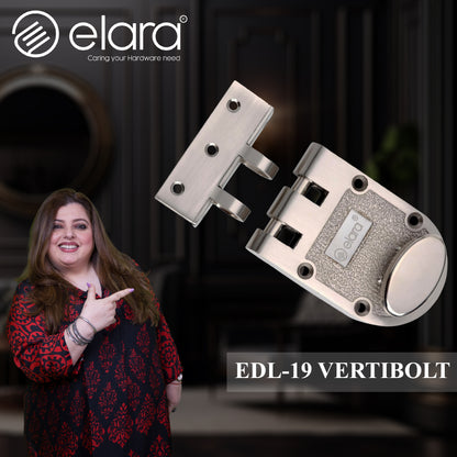 Elara Vertibolt 1CK Deadbolt for Main Door, Suitable for Right and Left Handed Doors, Inside Opening Wooden Door Lock with 3 Reversible Brass Keys (Stainless Steel, EDL-19, Ultra Key)