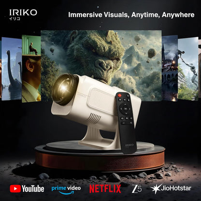 IRIKO Prism Plus Smart Projector | Full HD 1080P Support | Android Smart Projector | 150” Big Screen | Auto Keystone | 180° Adjustable Stand | Portable Home Theater Projector