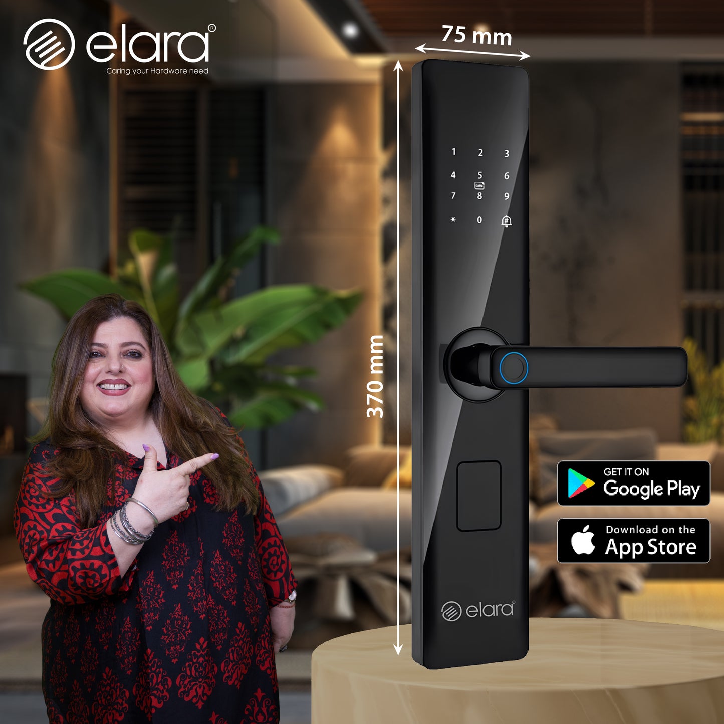 (Certified Refurbished) Elara Smart Lock | Biometric Fingerprint Door Lock with RFID Card, PIN Code & Mechanical Key Unlock | Great Condition