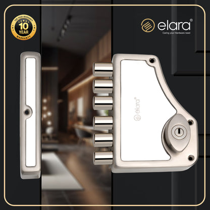 Elara Deadbolt Hexabolt 2CK Door Lock, Rim Lock, Dead Bolt for Home, Door Locks for Main Door with 4 Reversible Brass Keys (Stainless Steel, EDL-02, Hexabolt, Ultra Key)