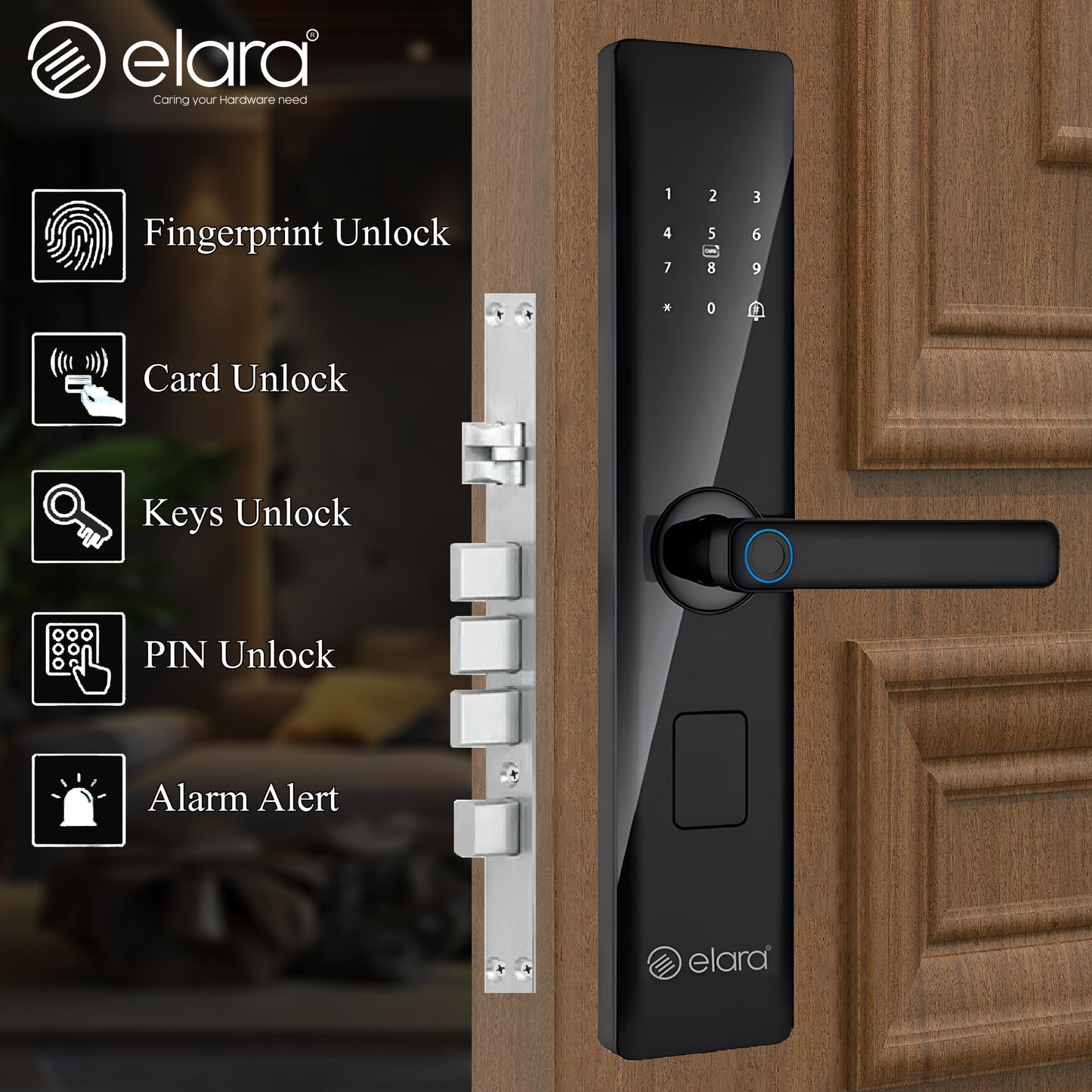 (Certified Refurbished) Elara Smart Lock | Biometric Fingerprint Door Lock with RFID Card, PIN Code & Mechanical Key Unlock | Great Condition
