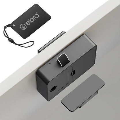 Elara DX-2 Smart Drawer Lock with Auto-Locking System, RFID Card Access, Low Battery Alert, Hidden Lock, Black