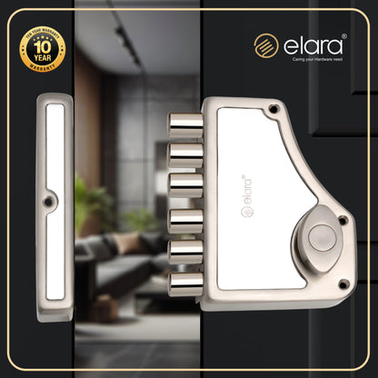 Elara Deadbolt Hexabolt 1CK Door Lock, Rim Lock, Dead Bolt for Home, Door Locks for Main Door with 4 Reversible Brass Keys (Stainless Steel, EDL-01, Hexabolt, Ultra Key)