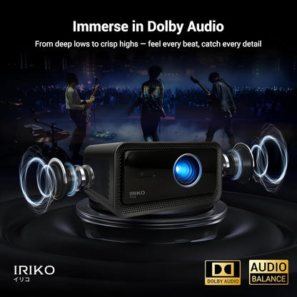 Elara IRIKO PRIZM MAX Full HD 1080P 4K Supports 1500 ANSI Android Projector with Upto 300" Display, 32GB+2GB, WiFi, BT, Multi-Device Compatibility Auto Focus, Keystone, Home & Gaming Projector Black