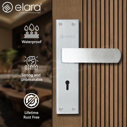Elara Heavy-Duty Door-Lock Set Main Door-Lock Handle Set Mortise / Double Action Mortise-Lock with 3 Keys, Brass Lock-Body  (ESM-02 8" KY SS Finish)