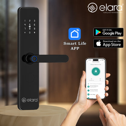 Elara Echo Pro Smart Door Lock, Fingerprint, Card, App, OTP, Keys, PIN Unlock, Alarm Alert, Bluetooth & WiFi. (Echo Pro)