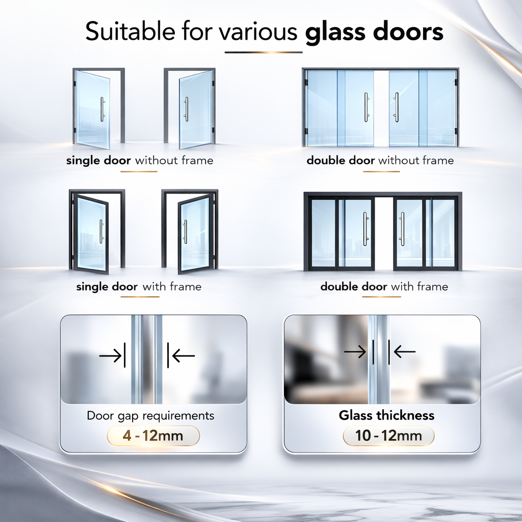 Elara GX-1 Smart Glass Door Lock, Fingerprint, Mobile App, PIN, RFID Card, 10-12 mm Glass Doors