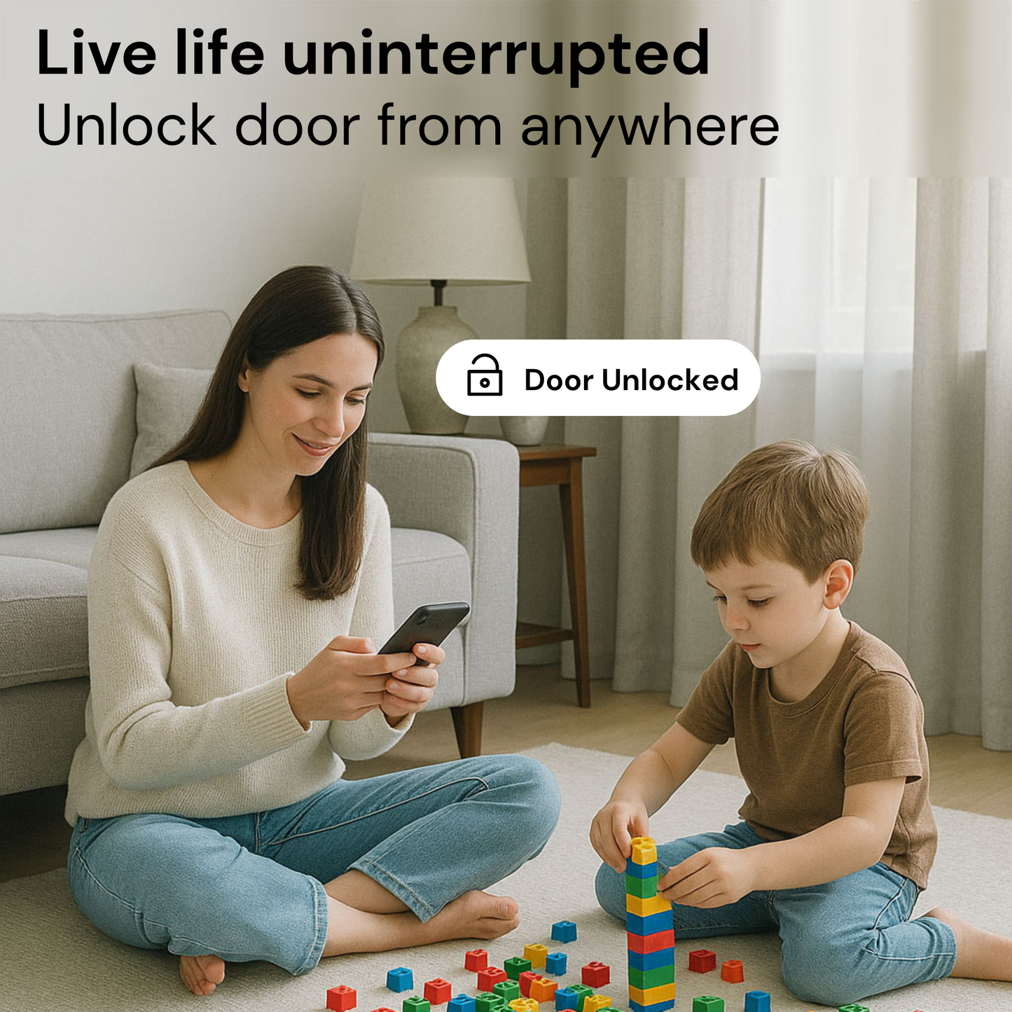 Elara Echo Lite Smart Door Lock, Fingerprint, Card, App, OTP, Keys, PIN Unlock, Alarm Alert, Bluetooth & WiFi, Black