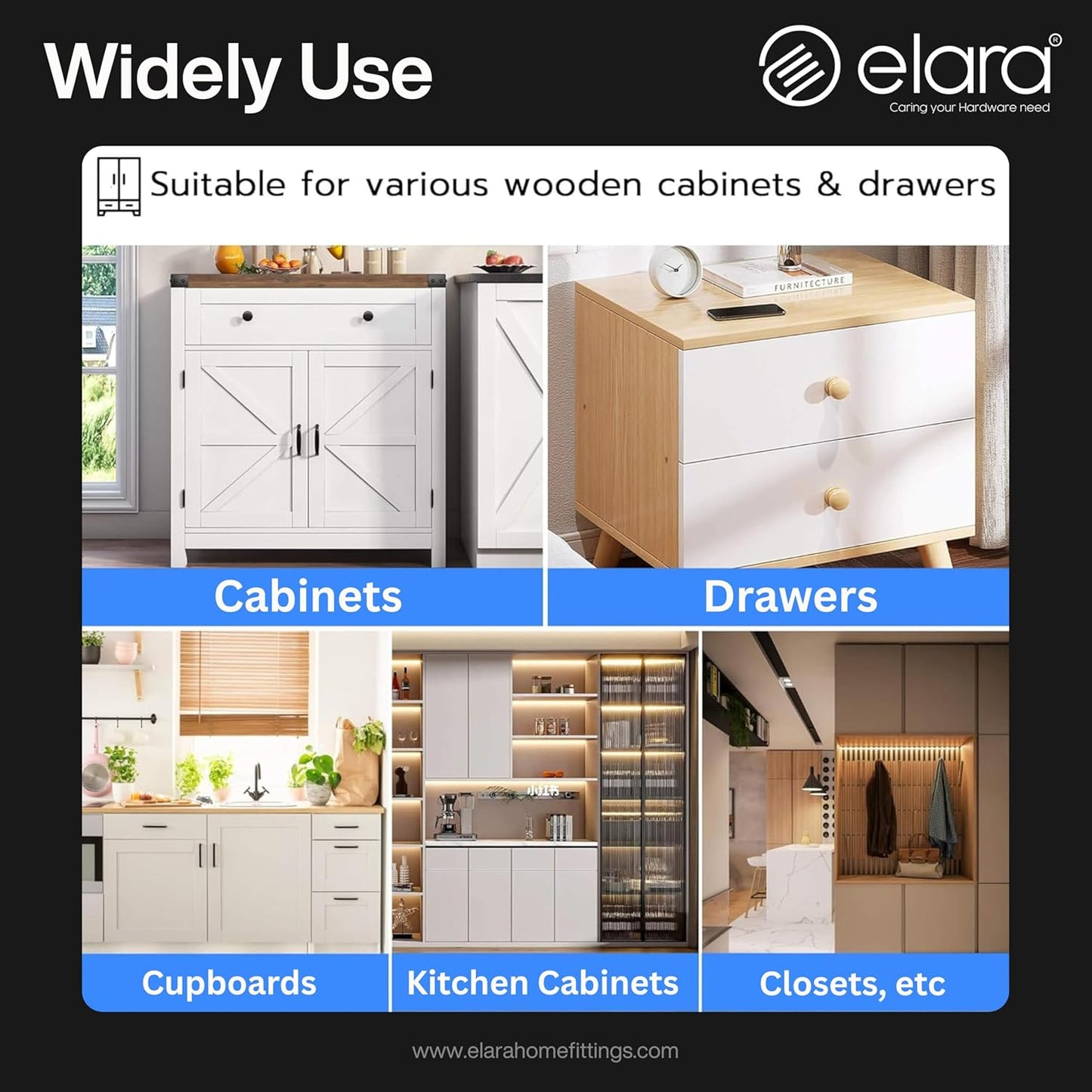 Elara DX-2 Smart Drawer Lock with Auto-Locking System, RFID Card Access, Low Battery Alert, Hidden Lock, Black