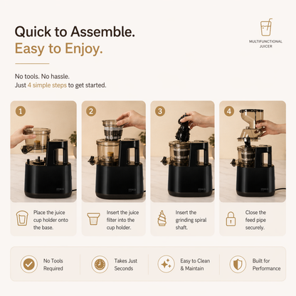 Iriko Cold Press Juicer Machine, Slow Masticating Juicer, High Juice Yield, Easy to Clean