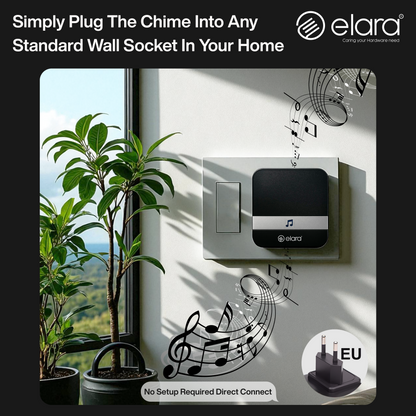 Elara Smart Video Doorbell 2K, 1080p HD Camera, Night Vision, IP65 Water-Resistant, Live Streaming, Plug and Play Chime WiFi, Dual Power Options, PIR Sensor