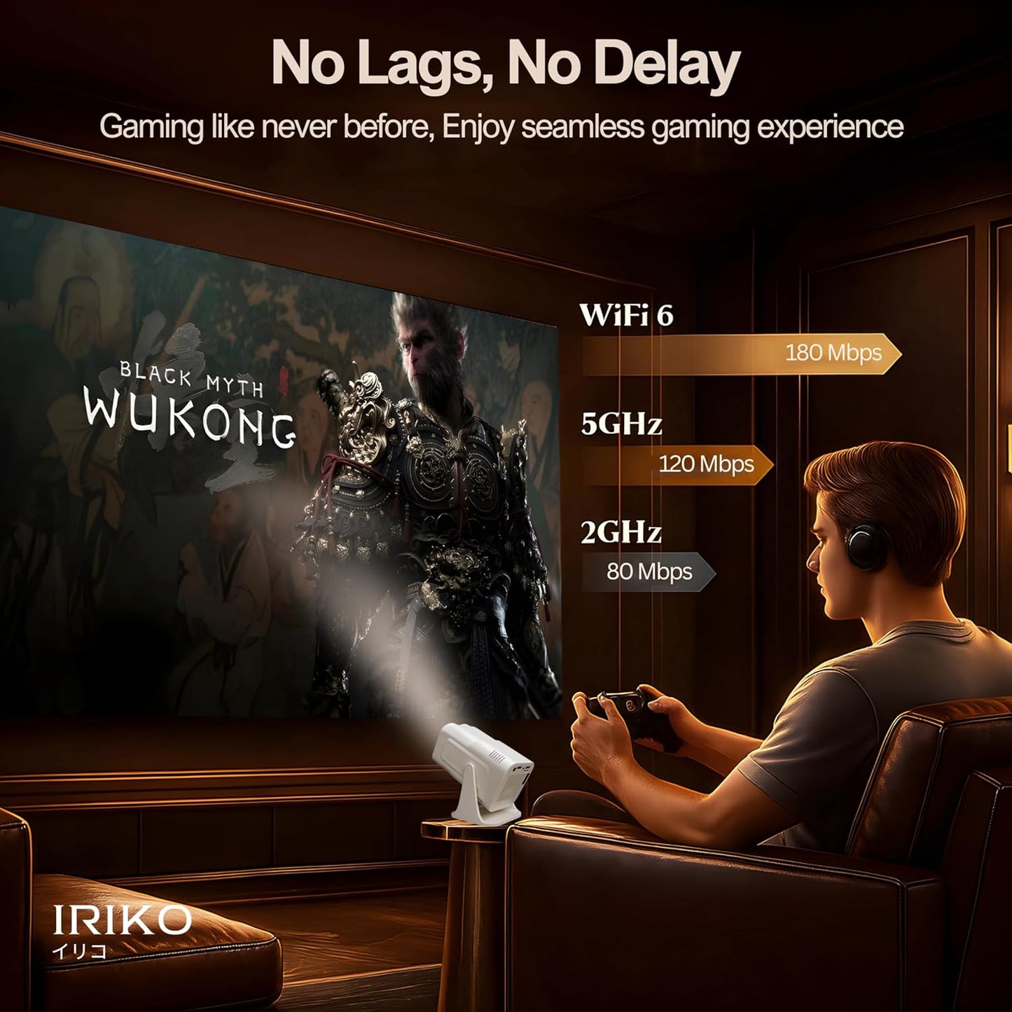 IRIKO Prism Plus Smart Projector | Full HD 1080P Support | Android Smart Projector | 150” Big Screen | Auto Keystone | 180° Adjustable Stand | Portable Home Theater Projector