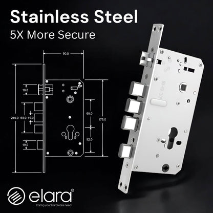 Elara Apex Lite Smart Door Lock, HD Display, Camera, Fingerprint, RFID Card Scanner, Pin Unlock, One Touch Lock, LED Light, Alarm Alert, Bluetooth & WiFi, Black,