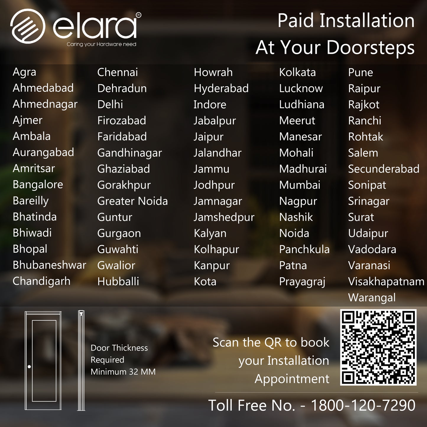 Elara Apex Lite Smart Door Lock, HD Display, Camera, Fingerprint, RFID Card Scanner, Pin Unlock, One Touch Lock, LED Light, Alarm Alert, Bluetooth & WiFi, Black,