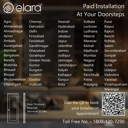 Elara Apex Lite Smart Door Lock, HD Display, Camera, Fingerprint, RFID Card Scanner, Pin Unlock, One Touch Lock, LED Light, Alarm Alert, Bluetooth & WiFi, Black,