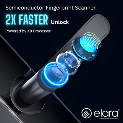 Elara Echo Lite Basic Non-WiFi Smart Door Lock with Fingerprint Scanner, RFID Card Reader, PIN Code, Anti-Theft Alerts, 2-Year Warranty, Black